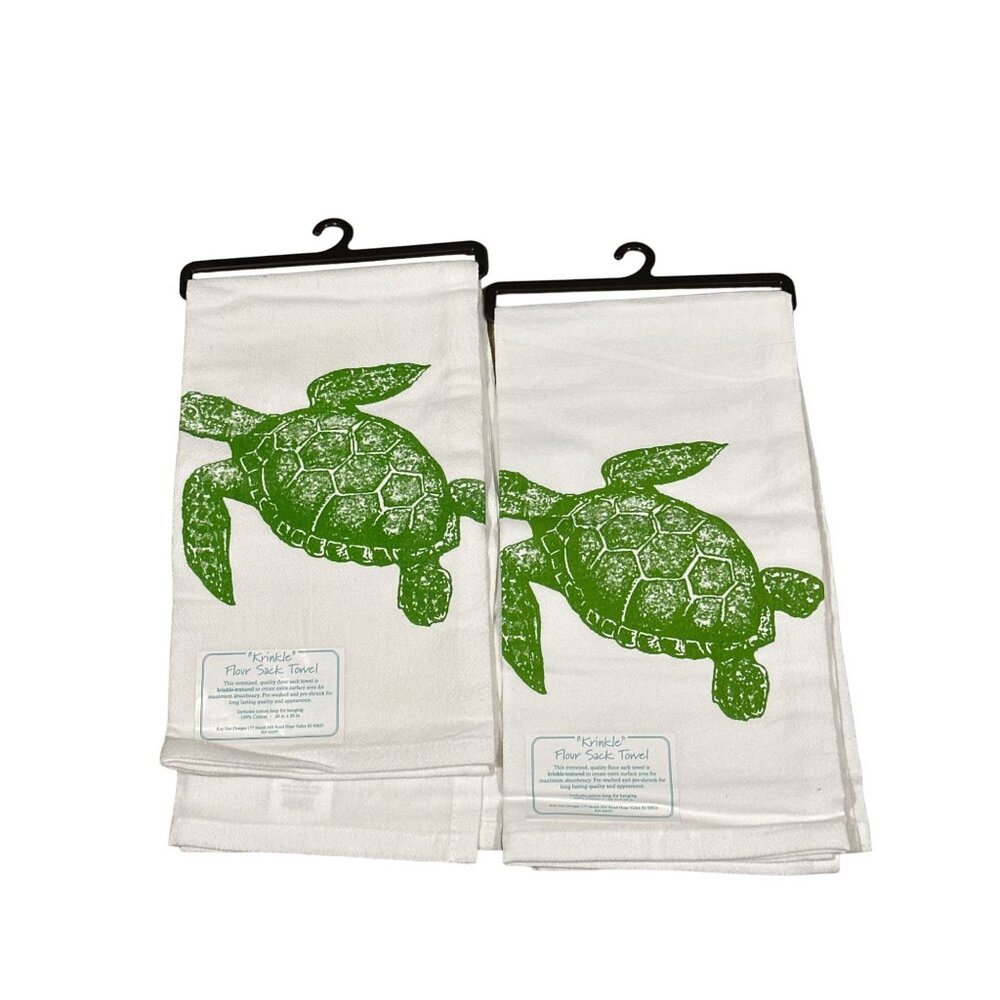 Kay Dee Sea Turtle Krinkle Flour Sack Towel Set of 2, 26" x 26"